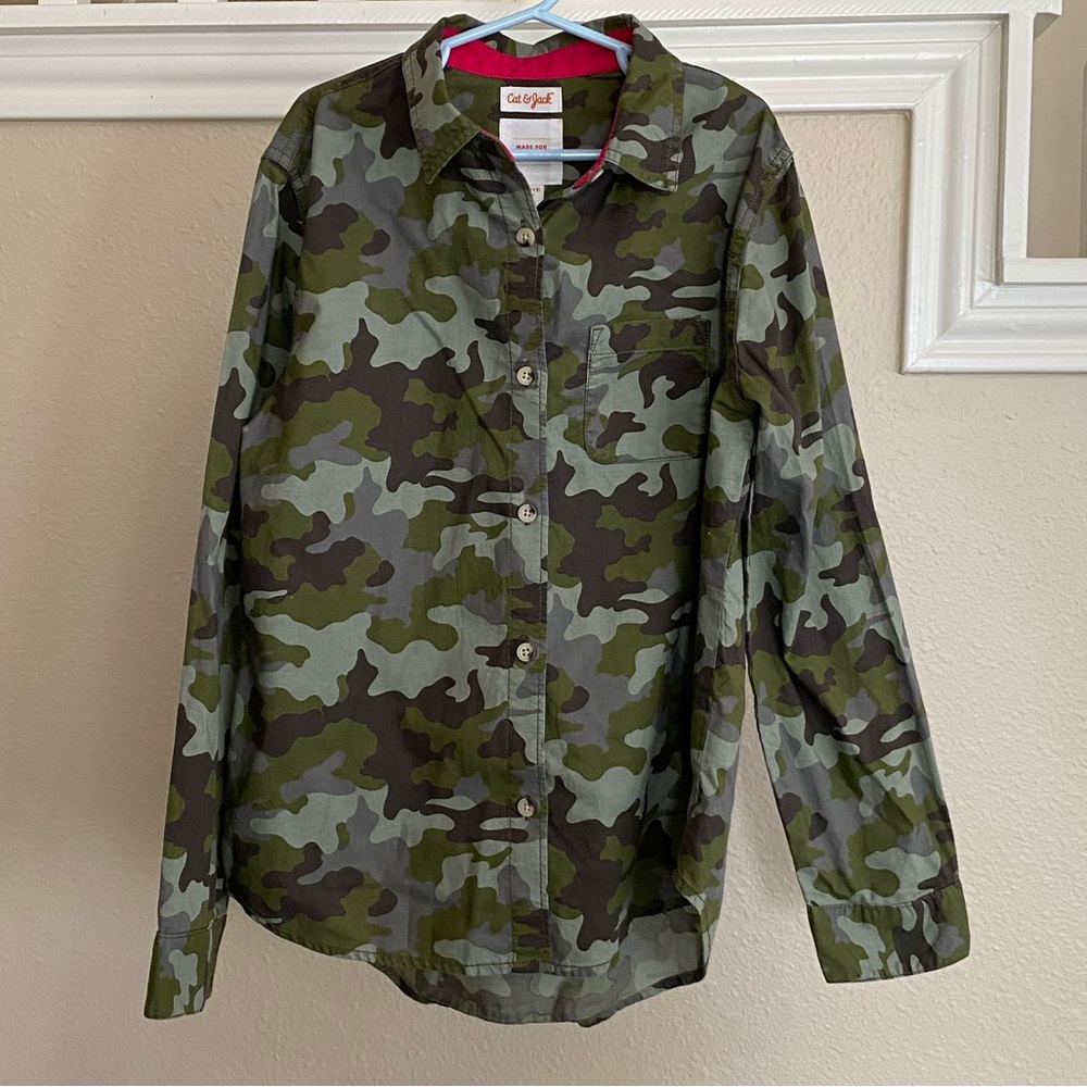 Girls Camo Button Down Shirt